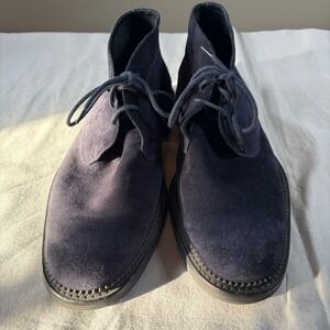 Bugatchi Mens Navy Blue Suede Chukka Boots Made in Italy Size 8 Desert Boots